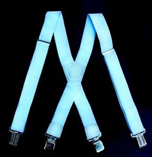 Breite Damen Herren Hosenträger weiß extra stark Clipse f. Körperlänge bis 190cm