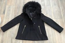 ZARA BASIC Mantel Dufflecoat Damen Gr. M schwarz Kapuze  Winter NEUWERTIG!
