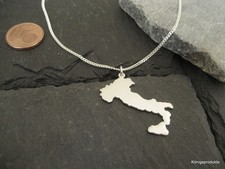 ITALIEN Landkarte Anhänger in 925er Silber mit einer 45 cm Panzerkette