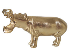 Deko Figur Metall Nilpferd Hippo Flusspferd gold Dekoobjekt Skulptur Statue -6