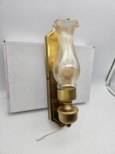 Wandleuchte Lampe mit Zugschalter Messing Retro Antik Glas E14 230V