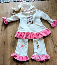 UNIKAT Farbenmix JULE Kuschelanzug Rehkitz 110/116 Rüschen Kringelkapuze 