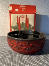 JASBA ADVENTSSCHALE / ADVENTSKRANZ * KERAMIK * 60er Jahre *ROT * VINTAGE *