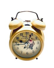 Wecker Glockenwecker Doppelglockenwecker Uhr 12cm Batterie Betrieben Holz Optik