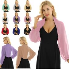 DE Damen Chiffon Bolero Schulterjäckchen Elegant Cardigan Jäckchen Bolero Blusen