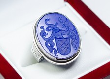 RAR - 900 Silber - antiker großer Herren-Ring/ Siegel/ Wappen - Lapislazuli