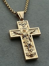 Kreuz Anhänger Mit Halskette Gold Jesus Christus Kruzifix Glaube Gott Taube