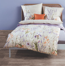 Bettwäsche 135x200 Baumwolle Biber Kaeppel 2tlg Winter warm Lily Blumen creme