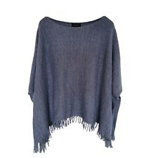 Vestino Poncho Jacke blau Wolle Schurwolle Lana mit Alpaka Made In Italy  w NEU