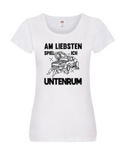 Am liebsten spiele ich untenrum | Autowektstatt Damen Shirt Weiß