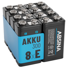 ABSINA 8x 9 Volt Block Akku