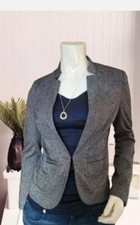 Zero Damen Marken Fischgrät Blazer Tweed Jacket grau Größe 40 