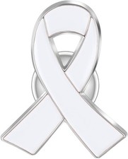 Schleife Pin - Anstecker weiß - Solidarität Ansteck-Pin weiß - Schleife weiß