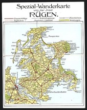 Klapp-AK Bergen /Rügen, Landkarte der Insel mit Stralsund 