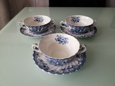 3 Suppentasse mit Untertasse Johnson Bros Coaching Scenes Blau