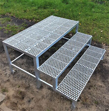 Stahltreppe Außentreppe 2 Stufen mit Podest 50x100verzinkt Breite 100 Höhe 60 cm