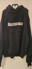 Balenciaga Caps Destroyed Hoodie 'Black' Size M