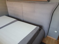 Boxspringbett 180x200 mit Matratze und Topper, hellgrau, Stoffbezug