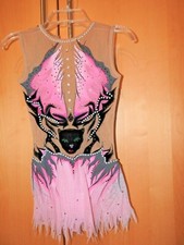 RSG Rhythmic Gymnastics Anzug Leotard Gr. 140 NP 400€ Pink Panther Strass w.NEU
