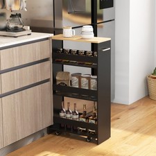 4 Ebenen Nischenregal rollbar Küchenwagen schmal Badregal mit Griff 20cm breite