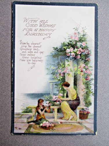 Vintage postkarte geburtstag - postkarte,