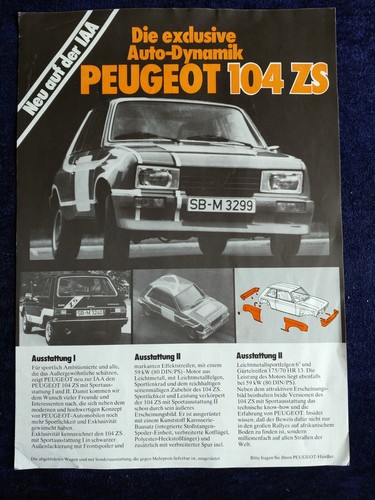 Peugeot 104 prospekt - 104, zs
