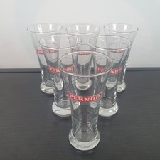 6 Gläser PERNOD Logo rot-weiß  2 cl Eichstrich schwarz Glas Höhe 15 cm