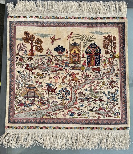 Seidenteppich jagdmotiv tiger - seidenteppich,