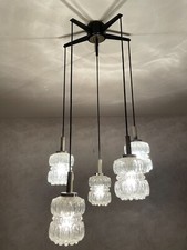 Kaskadenlampe, Deckenlampe, 5 Glasschirme, Vintage 60er, Midcentury v. Glashütte
