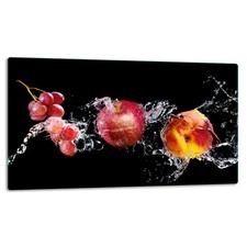 Glasschneidebrett Herdabdeckplatte Ceranfeld Universal 52x30 cm Schwarz Obst