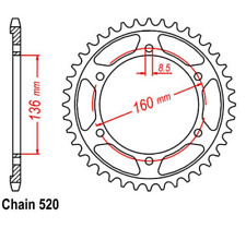 Kettenrad Alu 50Z 520 Senkkopf