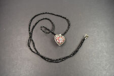 Herzabhängung sogg. Engelsrufer an ca.85 cm langen Kette aus schwarzem Spinell