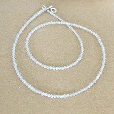 2,5 mm Facettiert  Bergkristall Edelstein  kette ,,50 cm,  Silber ( BM-64 )