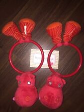 2 Stück - Ikea Stofftier Plüschtier Barnslig Greifling Nilpferd Rot Ring Orange