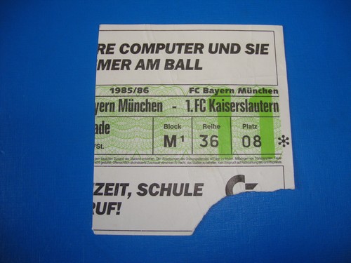 Ticket fc bayern - 85/86,