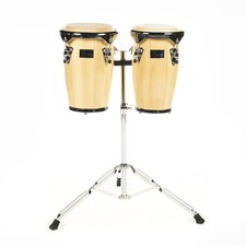 Fame Jr Conga Set 8"+9" Natural Ahorn inkl. Ständer Büffelfell Chrome Hardware