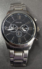 Fossil Flynn Chronograph BQ1125 Edelstahl Herren Uhr Gebraucht (Batterie Leer)