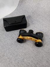 OPERNGLAS ROW VINTAGE  SCHWARZ GOLD MIT LEDER ETUI DDR Rathenow Edel 