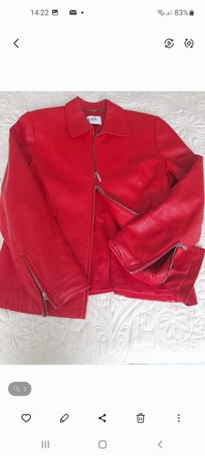 Damen lederjacke rot m - damen,