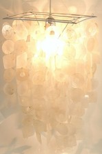 Deckenlampe / Deckenleuchte, Muschelleuchte aus hunderten Capiz, Perlmutt Plät
