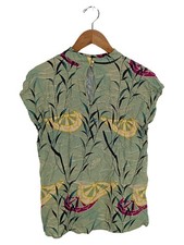 King Louie Damen Bluse 38; M Retro Blumenmuster Viskose Mehrfarbig