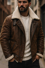 ZARA Herren Lammfelljacke / Aviator Jacke (Kunstleder) – Größe M