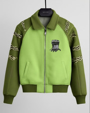 Avirex Herren grüne American Bomber Echt Rindsleder Fliegerjacke.