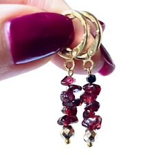 Creolen Ohrringe Granat Geburtsstein Januar Geschenk Mutter Frau Freundin