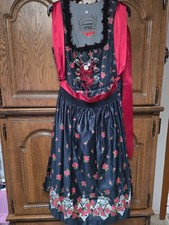 Neues DIRNDL TRAMONTANA Gr.38, Nachtblau Mit Roten Rosen