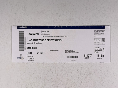 Absturzende brieftauben ticket - absturzende,