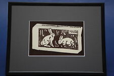 JOSEPH BEUYS: Originalgrafik "Hasenzucker" mit Rahmen und Passepartout 