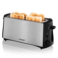 Toaster 4 Scheiben Langschlitz mit Brötchenaufsatz schwarz Edelstahl  (B-Ware)