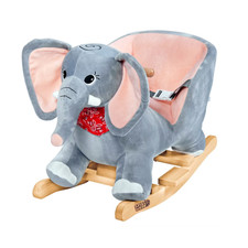 Schaukeltier Elefant VICTOR mit Sicherheitsgurt, grau