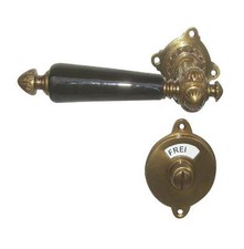 Klassischer Bad / WC-Türbeschlag Messing antik, Griffstücke Porzellan 3-GWC-AS